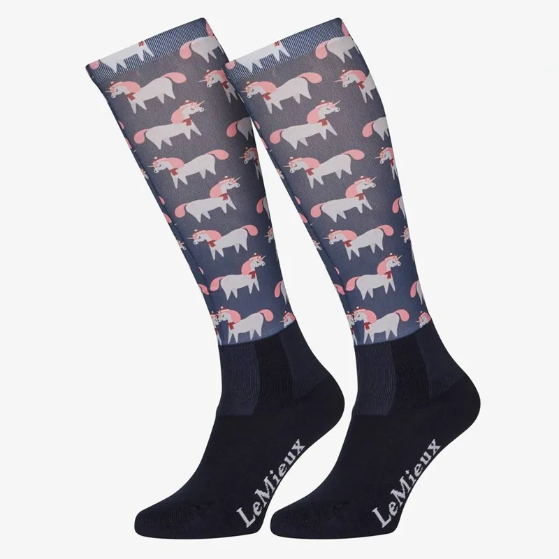 LeMieux Junior Footsie Socks - Christmas Unicorns